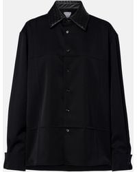 Bottega Veneta - Intrecciato Leather-Trimmed Wool Shirt - Lyst