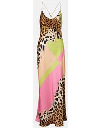 Roberto Cavalli - Printed Silk Slip Dress - Lyst