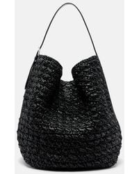 TOTEME - Belted Leather-Trimmed Raffia Tote Bag - Lyst