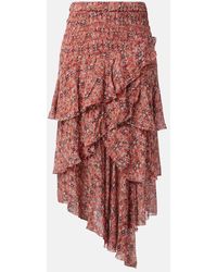 Isabel Marant - Gonna Midi Con Volant E Stampa - Lyst