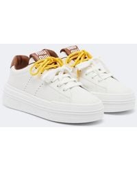 Miu Miu - Leather Platform Sneakers - Lyst