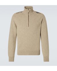 Burberry - Check Wool And Cashmere Half-Zip Sweater - Lyst