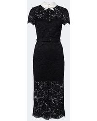 Self-Portrait - Vestido Midi De Encaje Con Cinturon - Lyst