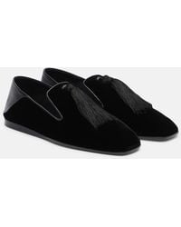 Jimmy Choo - Eliot Slipper Leather-Trimmed Velvet Slip-On Shoes - Lyst