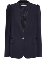 Stella McCartney Blazer Puff Shoulder in lana - Blu