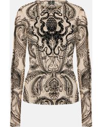 Etro - Printed Tulle Top - Lyst