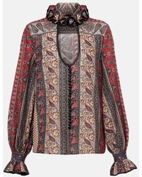 Valentino - Blusa En Muselina De Algodon Con Paisley - Lyst