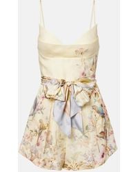 Zimmermann - Rebellion Floral Linen And Silk Romper - Lyst