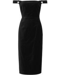 ALEXACHUNG Off-the-shoulder Velvet Dress - Black