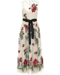 RED Valentino Abito lungo in tulle point d'esprit - Multicolore
