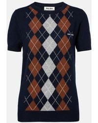 Miu Miu - Argyle Knitted Cashmere Top - Lyst