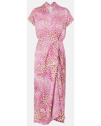Dries Van Noten - Robe Midi Imprimee En Satin - Lyst