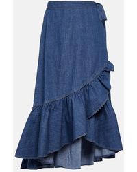 Polo Ralph Lauren - Ruffled Cotton Chambray Wrap Skirt - Lyst