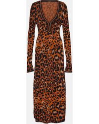 Johanna Ortiz - Amur Knitted Leopard-print Midi Dress - Lyst