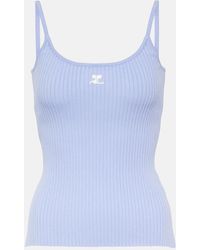 Courreges - Logo Ribbed-knit Tank Top - Lyst
