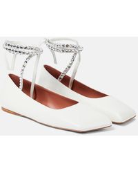 AMINA MUADDI - Ane Embellished Leather Ballet Flats - Lyst