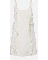 FARM Rio - Vestido Corto De Lino Con Aplique Floral - Lyst
