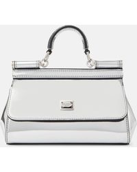 Dolce & Gabbana - Sicily Small Mirrored Leather Tote Bag - Lyst
