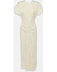 Victoria Beckham - Gathered Cotton-blend Midi Dress - Lyst