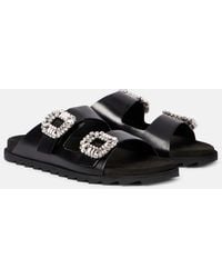Roger Vivier - Slidy Viv' Leather Sandals - Lyst