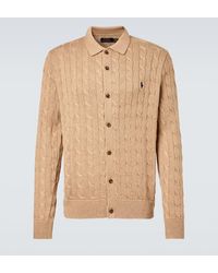 Polo Ralph Lauren - Cable-Knit Cotton Polo Cardigan - Lyst