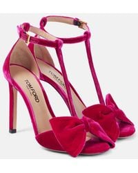 Tom Ford - Brigitte Bow-Detail Velvet Sandals - Lyst