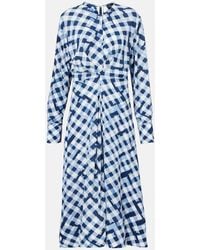 Proenza Schouler - Checked Gathered Midi Dress - Lyst