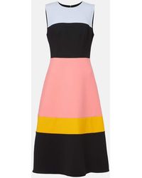 Carolina Herrera - Colorblocked Wool-Blend Midi Dress - Lyst