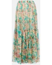 Chloé - Floral Silk Muslin Maxi Skirt - Lyst