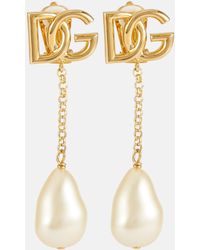 Dolce & Gabbana Orecchini DG con perle bijoux - Metallizzato