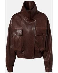 Saint Laurent - Leather Bomber Jacket - Lyst