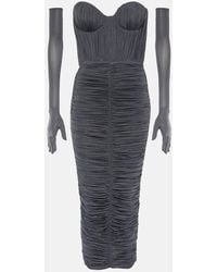 Alex Perry - Crystal-Embellished Ruched Jersey Midi Dress - Lyst
