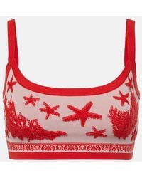 Versace - Cotton-Blend Jacquard Crop Top - Lyst