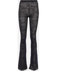 Alessandra Rich - Embellished High-rise Flared Lace Pants - Lyst