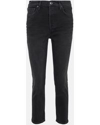 Agolde - High-Rise Cropped Slim Jeans Riley - Lyst