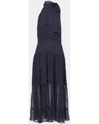 RIXO London - Abi Polka-Dot Tie-Neck Midi Dress - Lyst