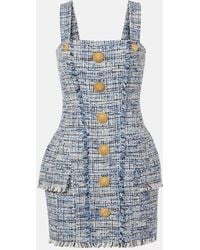 Balmain - Minikleid Aus Tweed - Lyst