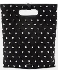Alaïa - Folded Embellished Suede Tote Bag - Lyst