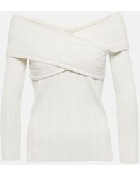 Veronica Beard - Yesenia Ribbed-Knit Off-Shoulder Top - Lyst