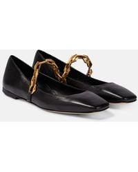 Jimmy Choo - Diamond Tilda Chain-Embellished Leather Flats - Lyst