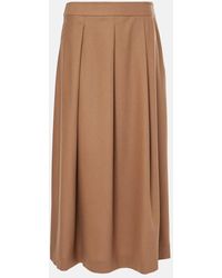 Max Mara - Max Mara Falda Midi Plisada Caterina De Lana - Lyst