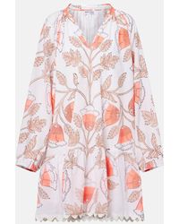Juliet Dunn - Printed Scalloped Cotton Minidress - Lyst