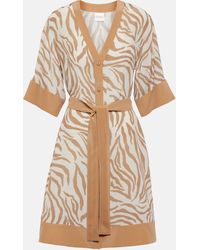 Max Mara - Ostenda Zebra-print Silk Wrap Dress - Lyst