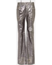 The Attico - Metallic Leather Straight Pants - Lyst