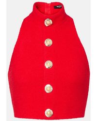 Balmain - Top De Crepe En Mezcla De Lana - Lyst
