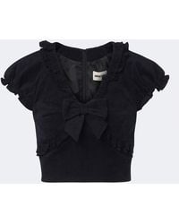 ShuShu/Tong - Embellished Ruffled Cotton-Blend Top - Lyst