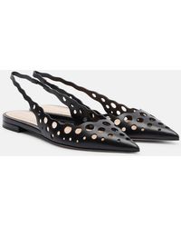 Gianvito Rossi - Cutout Leather Slingback Flats - Lyst