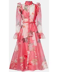 LEO LIN - Katrina Floral Midi Dress - Lyst