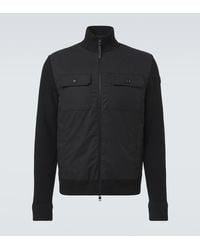 Moncler - Virgin Wool And Suede Zip-Up Down Cardigan - Lyst