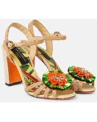 Dolce & Gabbana - 90 Embellished Raffia Sandals - Lyst